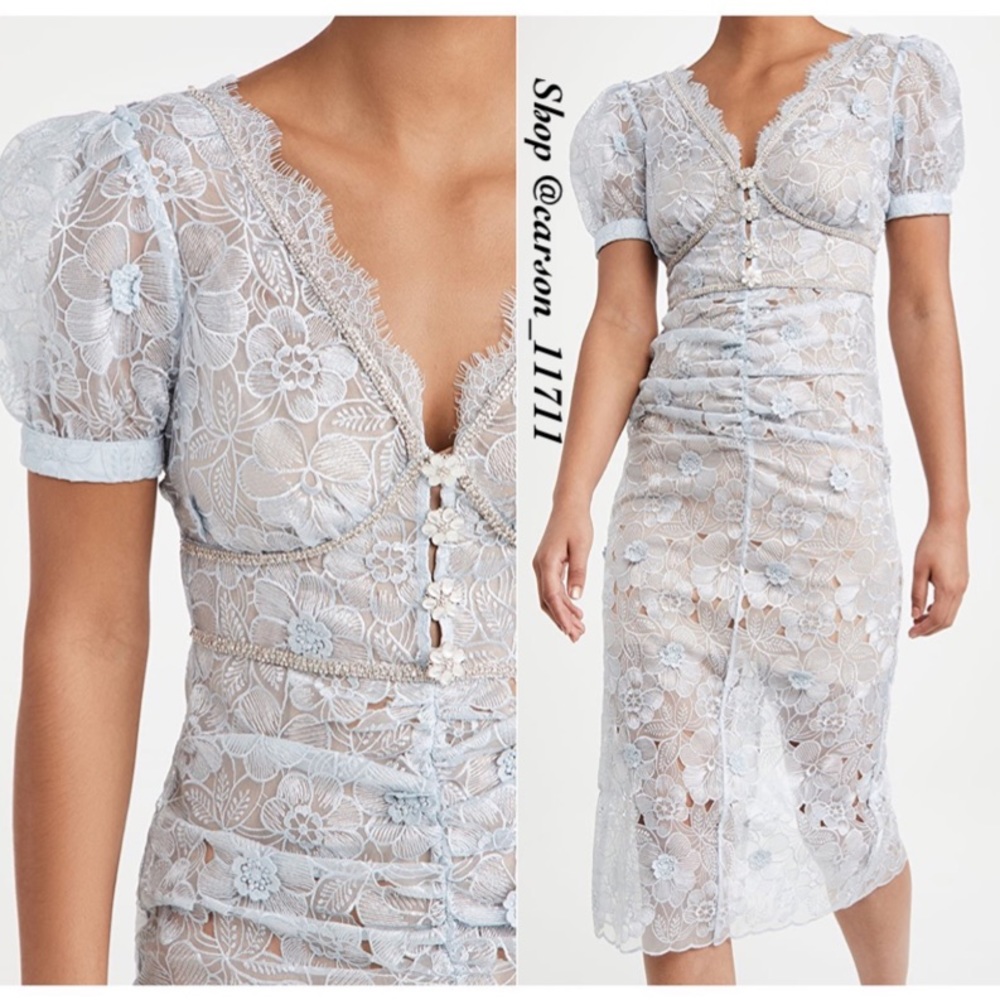 NWT Self Portrait 3D Flower Organza Corded Midi Dress 6